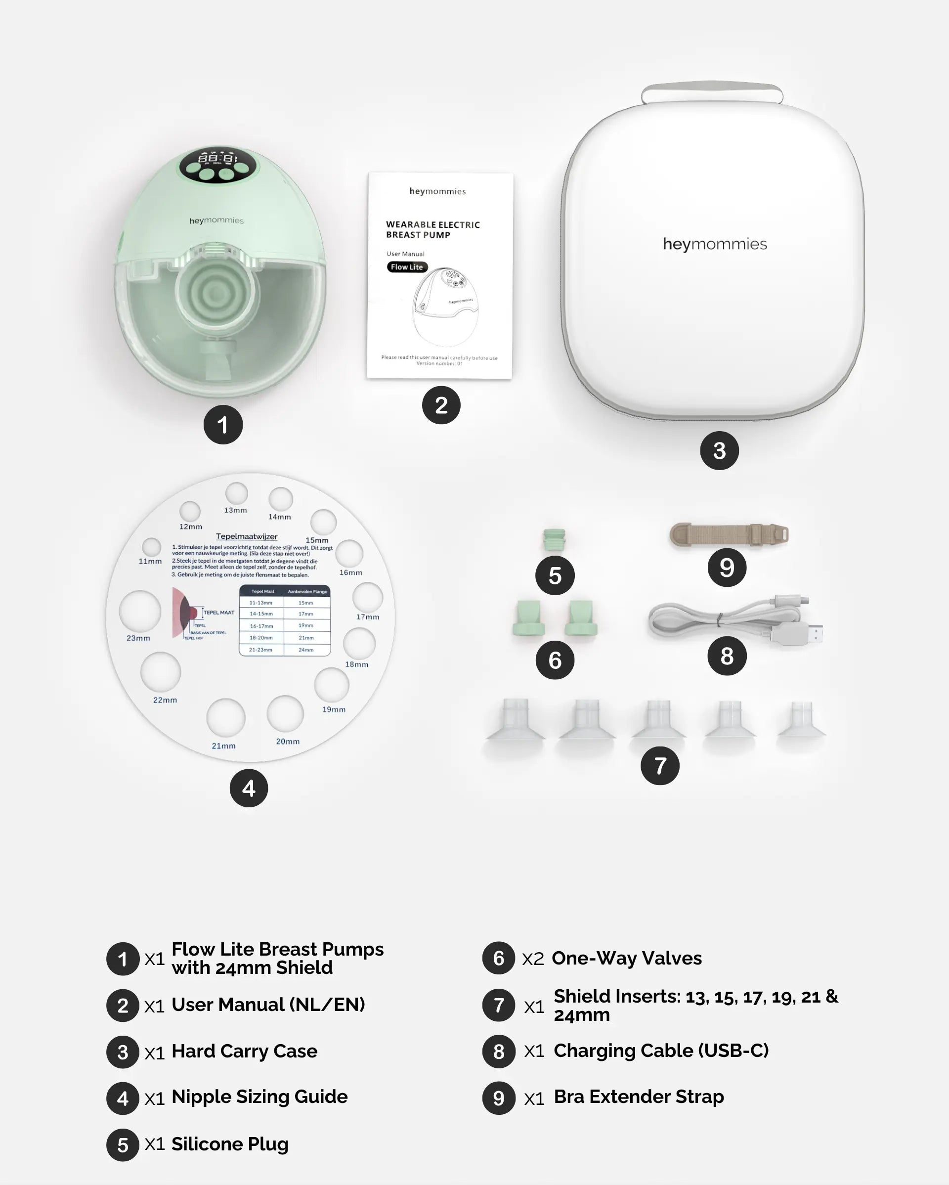 Tragbares Milchpumpenset Heymommies Flow Lite