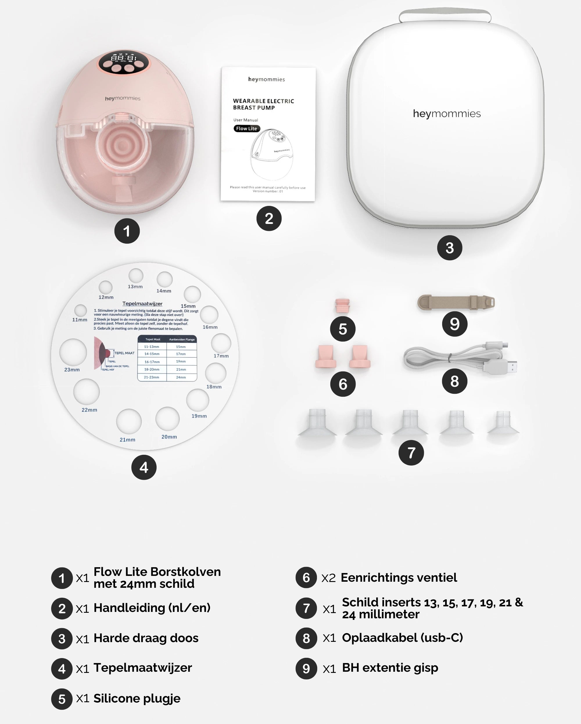 Tragbares Milchpumpenset Heymommies Flow Lite