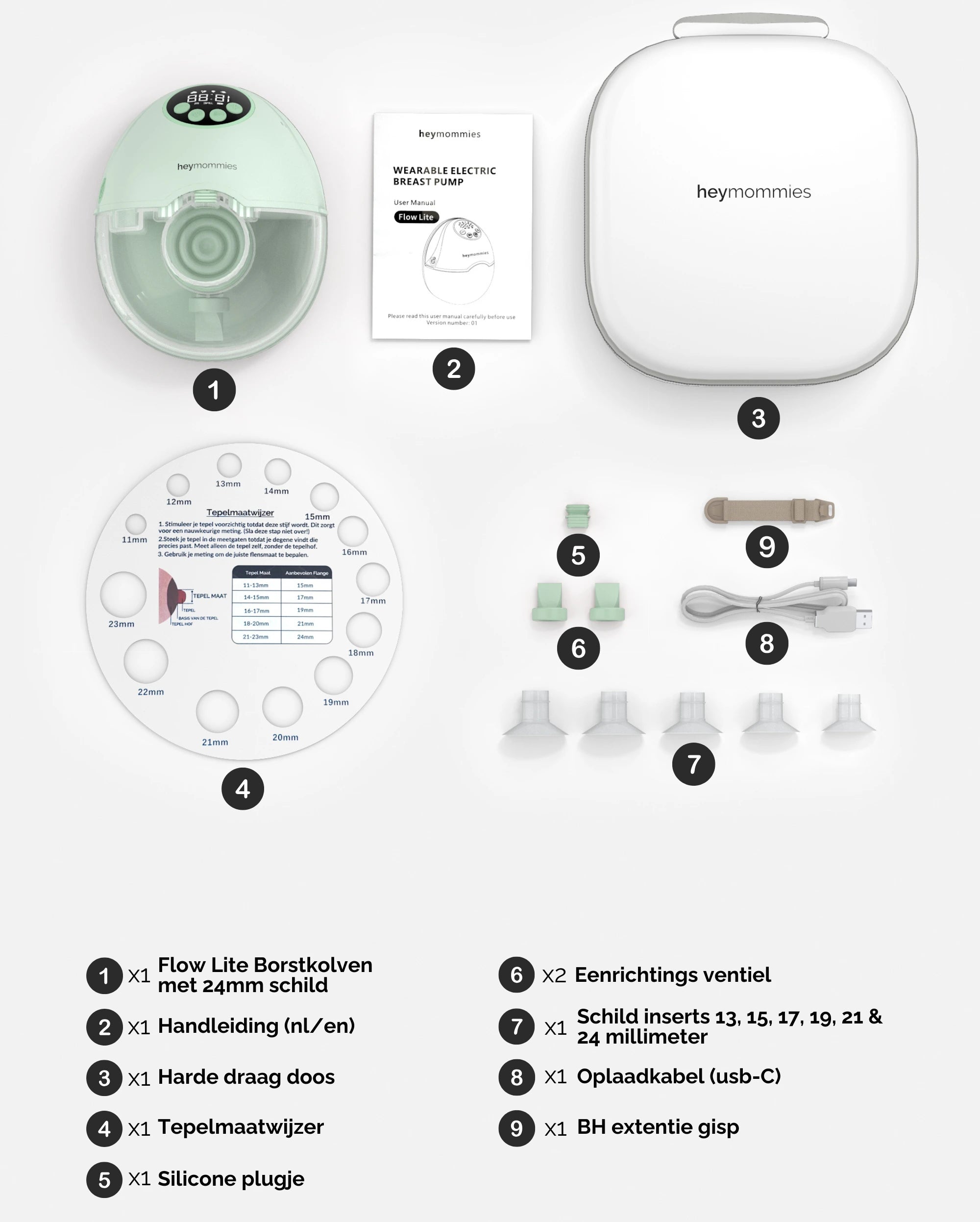 Tragbares Milchpumpenset Heymommies Flow Lite