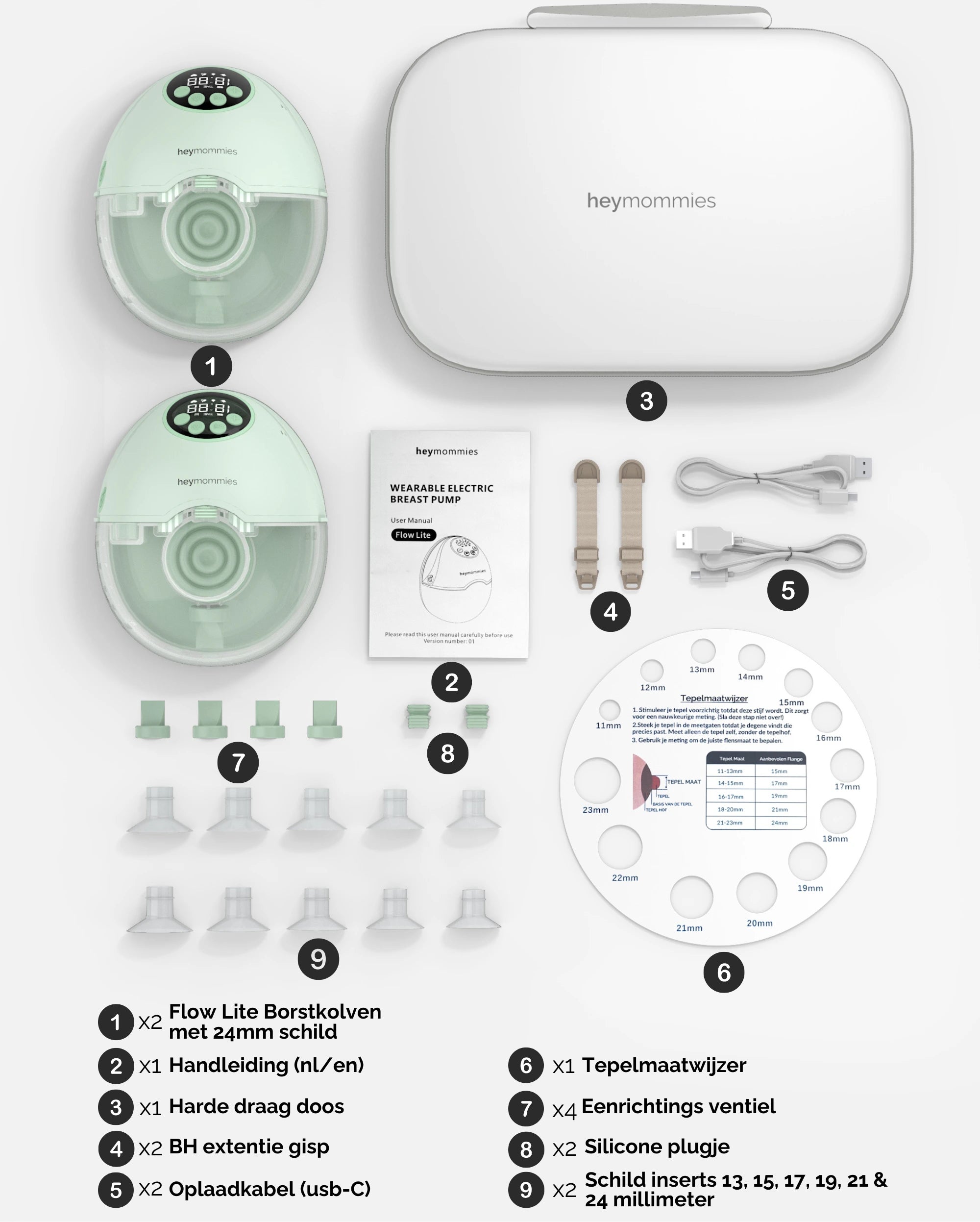 Tragbares Milchpumpenset Heymommies Flow Lite