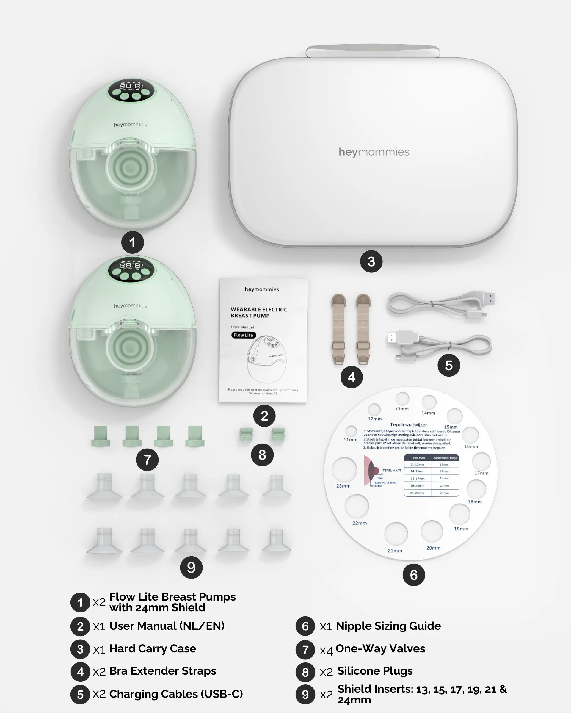 Tragbares Milchpumpenset Heymommies Flow Lite