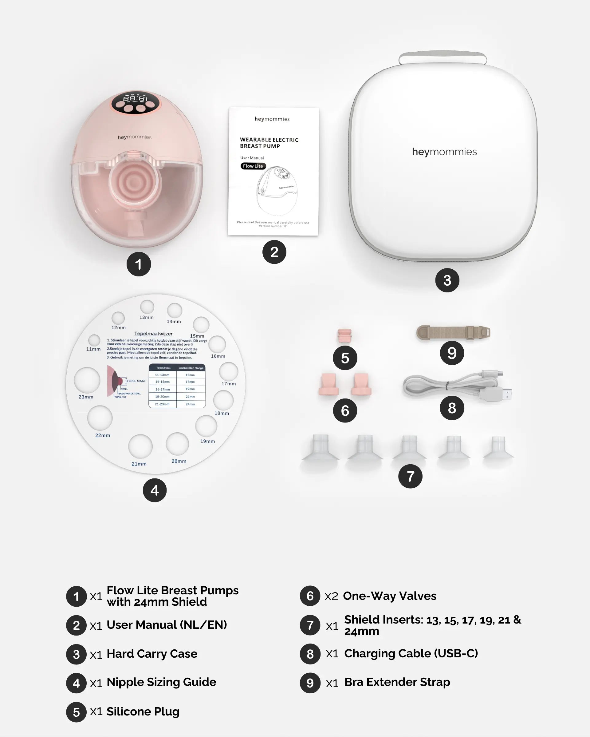 Tragbares Milchpumpenset Heymommies Flow Lite